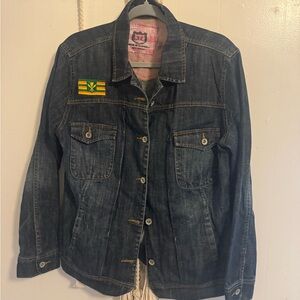 House of Kamamala Ka’U Hawaii upcycled denim jacket. Size M/L
